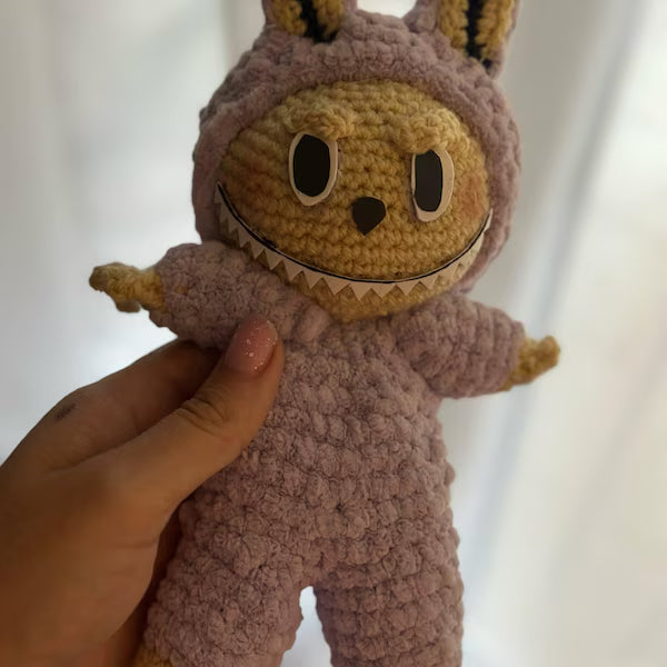 Customer crocheted Labubu doll in lilac